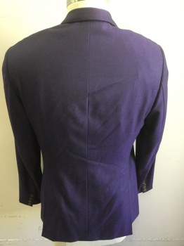 HIGH SOCIETY, Dk Purple, Wool, Made To Order, Single Breasted, 2 Buttons,  Notched Lapel, Iridescent Quality