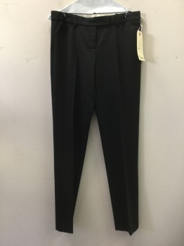 Womens, Slacks, THEORY, Black, Polyester, Solid, W 30, 2, Flat Front,