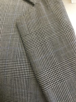 JACK VICTOR , Black, White, Lt Blue, Wool, Glen Plaid, Houndstooth - Micro, 2 Buttons,  Pocket Flap, Notched Lapel,