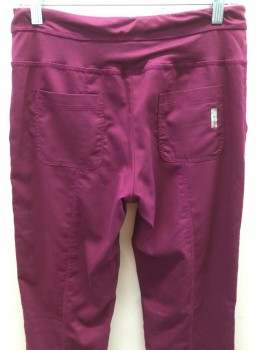 GREYS ANATOMY, Wine Red, Polyester, Rayon, Solid, Quite a Bit of Stretch, Drawstring, 4 Pockets, Serged Seam Detail