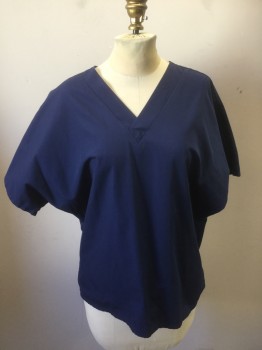 CHEROKEE, Navy Blue, Poly/Cotton, Solid, V-neck, No Pockets, Short Sleeves,