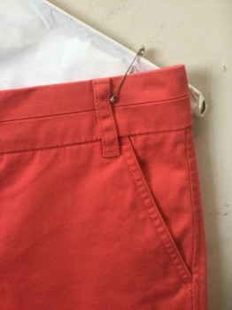 Womens, Shorts, J.CREW, Coral Pink, Cotton, Solid, 0, Bright Coral, Twill, Zip Fly, 4 Pockets, 3" Inseam