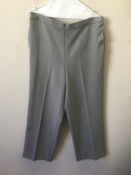 Womens, Pants, ALFRED DUNNER, Gray, Polyester, Spandex, Solid, 14P, 1" Wide Self Waistband with Elastic Waist in Back, Relaxed Leg Slightly Tapered at Hem, 2 Side Pockets