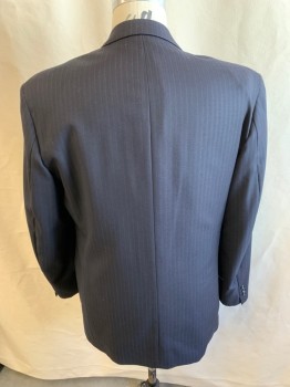 BOULEVARD CLUB, Black, Gray, Wool, Stripes - Pin, Single Breasted, 3 Buttons, 3 Pockets, Notched Lapel