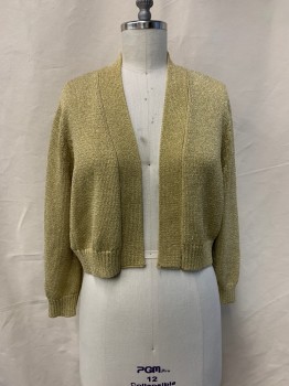 Womens, Sweater, CALVIN KLEIN, Gold, Polyester, Solid, XL, CARDIGAN, Shawl Lapel, Open Front,