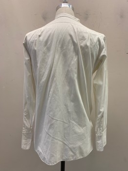 Mens, Shirt, The May Company, Eggshell White, Cotton, Solid, 36, 15, L/S, Button Front, Mandarin Collar, 2 Button Cuff