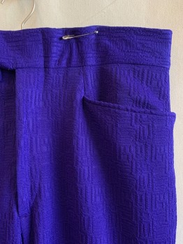 Mens, Pants, MTO, Purple, Polyester, Solid, Geometric, 34/28, 4 Pockets, Zip Fly
