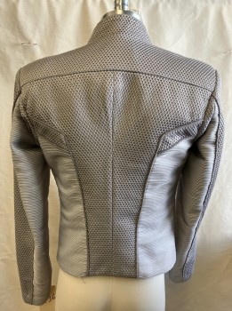 MTO, Lt Gray, Synthetic, Solid, Honeycomb Mesh with Vertical & Horizontal Ribbed Insets, Stand Collar, Asymmetrical Zip/snap Front, Lt Gray Piping Trim