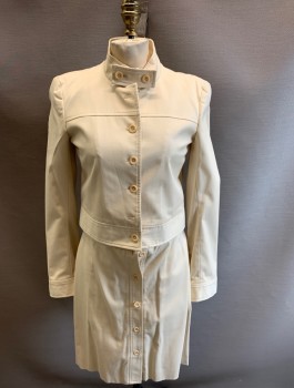 KULSON, Cream, Cotton, Solid, Button Tab  on Band Collar, Button Front,