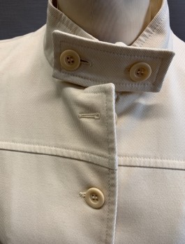 KULSON, Cream, Cotton, Solid, Button Tab  on Band Collar, Button Front,