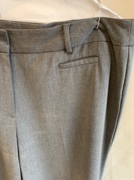 Womens, Slacks, GEORGE, Heather Gray, Polyester, Rayon, Solid, 16, Zip Front, Hook Closure, 3 Pockets