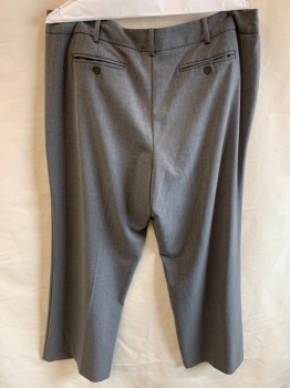 Womens, Slacks, GEORGE, Heather Gray, Polyester, Rayon, Solid, 16, Zip Front, Hook Closure, 3 Pockets