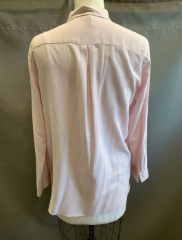 UNIQLO, Dusty Rose Pink, Rayon, Polyester, Solid, Long Sleeves, Button Front, Collar Attached