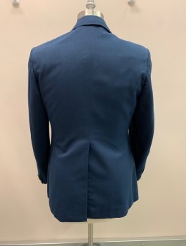 Mens, 1970s Vintage, Formal Jacket, LORD WEST, Dk Blue, Black, Wool, Solid, Color Blocking, 34/31, 40R, Double Breasted, 6 Buttons, Peaked Lapel, 3 Pockets,