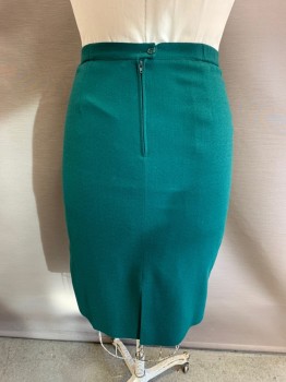 Womens, 1980s Vintage, Skirt, HERBERT GROSSMAN, Dk Green, Wool, W:32, Pencil Skirt, Zip Back