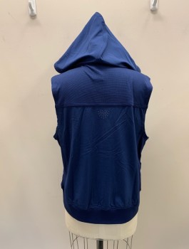 HEART SOUL, Navy Blue, Polyester, Spandex, Solid, Zip Front, Detachable Hood, Mock Neck, 4 Pockets, Ties At Neck,
