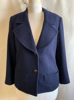 Womens, Casual Jacket, MTO, Midnight Blue, Synthetic, Solid, 2 Color Weave, B40, XL, Notched Lapel, 2 Bttns, 2 Pckts, 4 Bttns At Cuffs