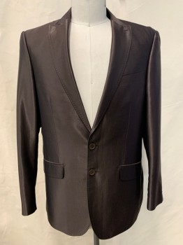 Giorgio Fiorelli, Dk Brown, Polyester, Viscose, Solid, 2 Buttons, Single Breasted, Peaked Lapel, 3 Pockets,