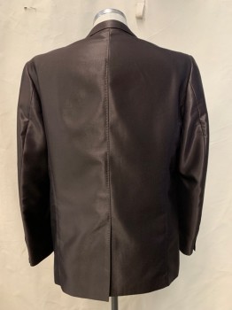Mens, Suit, Jacket, Giorgio Fiorelli, Dk Brown, Polyester, Viscose, Solid, 42R, 2 Buttons, Single Breasted, Peaked Lapel, 3 Pockets,