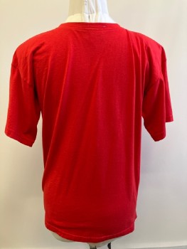 KAVIO DESIGNS, Red, Cotton, Solid, CN, S/S, Animal And Letter Pressed Design, Gold And Gem Studs, Shoulder Pads