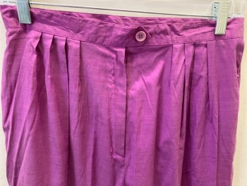 M LIMITED EDITION, Fuchsia Pink, Polyester, Cotton, Solid, Pleated, Slant Pkts, Lightweight