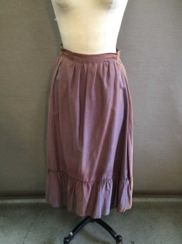 N/L, Dusty Lavender, Dusty Rose Pink, Gray, Polyester, Cotton, Solid, Changable Color Fabric - Depending On Light and Angle Appears Dusty Lavender, Dusty Rose, Gray, Etc, Gathered Into 1" Wide Waistband, Ruffle At Hem, No Closures At Time Of Inventory, Hem Is Mid Calf Length (Possibly For Teen Or Child?) Made To Order, **Discolored In Spots, Has Several Mends At Waistband,