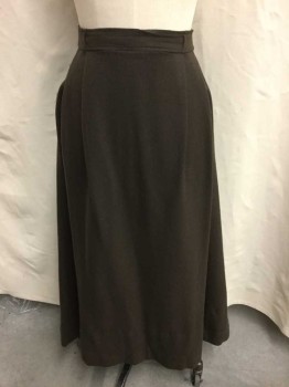 N/L, Brown, Wool, Solid, 2" Wide Waist Band, 2 Pleats On Each Side Of Waist, Drawstring Panel At Center Back Waist, Invisible Zipper At Center Back, Ankle Length Hem, Made To Order