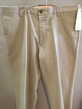 DOCKERS, Khaki Brown, Cotton, Solid, Flat Front, 4 Pockets,