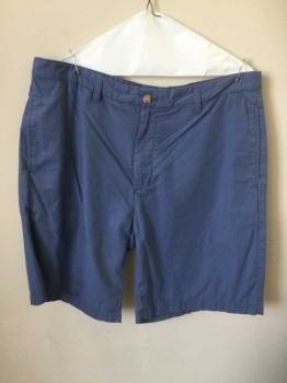 Mens, Shorts, VINEYARDS VINES, French Blue, Cotton, Solid, 36, Flat Front, Zip Fly, Belt Loops, 4 Pockets