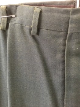 Mens, Pants, N/L, Forest Green, Wool, Solid, Ins:30, W:36, Flat Front, Zip Fly, Belt Loops, Slim Tapered Leg,