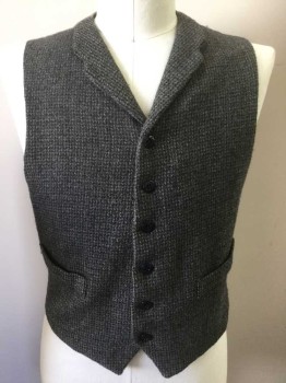 MTO, Gray, Lt Gray, Black, Wool, Cotton, Tweed, 6 Buttons, Single Breasted, 2 Faux Pockets, Notched Lapel, Solid Cotton Back with Adjustable Belt,