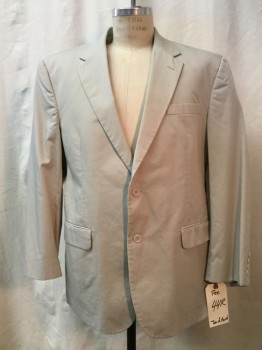 Mens, Sportcoat/Blazer, JOS A BANK, Lt Gray, Poly/Cotton, Solid, 44 R, Lt Gray, Notched Lapel, Collar Attached, 2 Buttons,  3 Pockets,