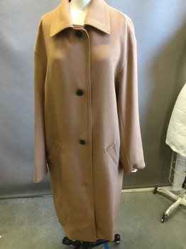 Womens, Coat, Trenchcoat, BABATON, Tobacco Brown, Polyester, Spandex, Solid, B:38, Collar Attached, Button Front, 2 Slit Pockets,