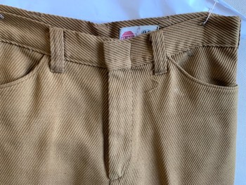 Mens, Pants, KOTZIN, Ochre Brown-Yellow, Synthetic, Solid, 28/29, Diagonal Textured, Flat Front, 4 Pockets, Zip Fly, Belt Loops, Yoke Back *white Stain on Front*