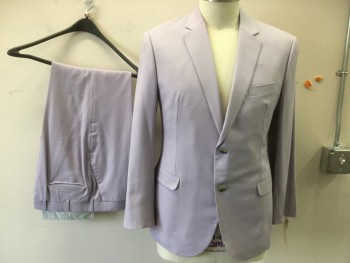 SERJ, Lavender Purple, Wool, Solid, Notched Lapel, 3 Pockets, 2 Button Front,