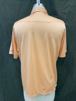 SAHARA, Peach Orange, Polyester, Cotton, Solid, 4 White Square Button, Collar Attached, Short Sleeves, 2 Pockets, Angular - Western Style Yoke
