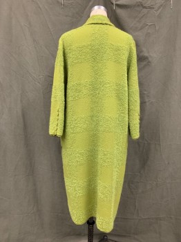Womens, Coat, SOLT, Lime Green, Mohair, Solid, B 40, Bouclé Grid, Button/Loop Front, Self Braided Trim, 2 Pockets, Button/Loop Sleeve Detail