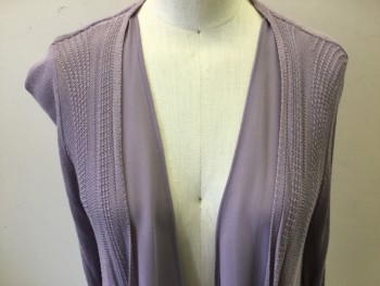 SIMPLY VERA, Dusty Lavender, Rayon, Polyester, Solid, Long Sleeves, Open Front, Dusty Lavender Poly Underlayer,