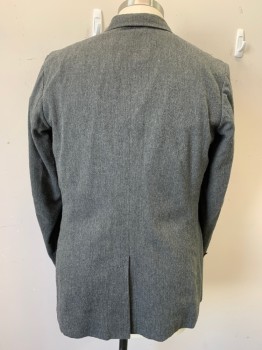SIAM COSTUMES MTO, Gray, Black, Wool, Herringbone, Single Breasted, 3 Buttons,  Notched Lapel, 3 Pockets,
