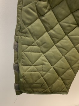 Mens, Sci-Fi/Fantasy Pants, KL, Olive Green, Polyester, Solid, 34/25, Elastic Waist Band, Quilted Fabric, Side Velcro Opening, Bottom Velcro Patch