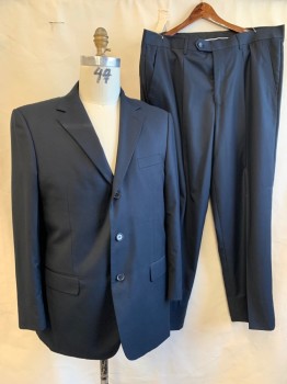Vincenzi, Midnight Blue, Wool, Solid, Single Breasted, 3 Buttons,  Notched Lapel, 3 Pockets,
