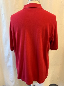 HARBOR BAY, Red, Cotton, Collar Attached, Half Button Front, Short Sleeves