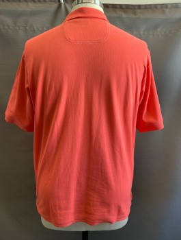 TOMMY BAHAMA, Salmon Pink, Poly/Cotton, C.A., 1/4 Button Front, S/S