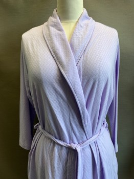 A DONNA, Purple, Cotton, Polyester, Solid, L/S, Open Front, Shawl Collar Side Pockets, With Matching Belt