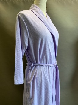 A DONNA, Purple, Cotton, Polyester, Solid, L/S, Open Front, Shawl Collar Side Pockets, With Matching Belt