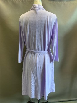 Womens, SPA Robe, A DONNA, Purple, Cotton, Polyester, Solid, XXL, L/S, Open Front, Shawl Collar Side Pockets, With Matching Belt