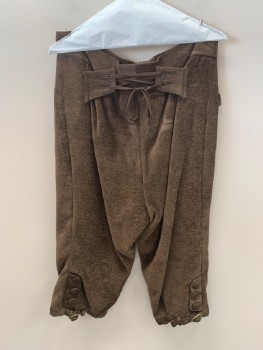 Mens, Historical Fiction Pants, NL, Brown, Cotton, W32, 2 Pckts, B.F., Lace Up Back, Button Cuffs, Belted Hem