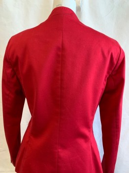 Womens, Suit, Jacket, Tahari, Red, Gold, Cotton, Polyester, Solid, 4, Button Front, 1 Button, 2 Zip Pockets