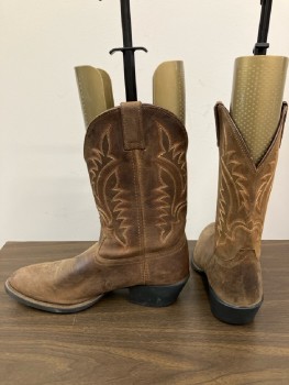 TONY LAMA, Brown Oiled Leather, Rust/Org/Tan Stitching