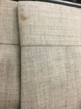 Mens, Suit, Pants, TOPMAN, Oatmeal Brown, Gray, Polyester, Rayon, Heathered, 34/27, Flat Front, Zip Fly, 4 Pockets, Slim Leg **Small Stain at Waist Center Front at Fly